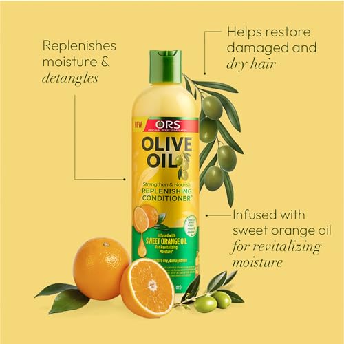 ORS Olive Oil Moisture Restore Creamy Aloe Shampoo - Strengthen & Nourish Replenishing Conditioner - Moisturizing Hair Lotion - Bundle