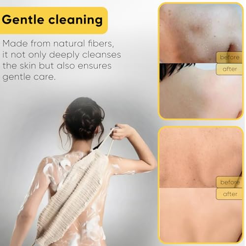 Natural Sisal & Ramie Exfoliating Body Scrubber Set - 3 Pieces Deep Cleanse Shower Back Washers