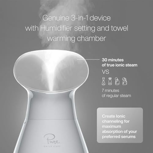 Nano Ionic Facial Steamer & Humidifier with Precise Temp Control - Silver - 3-in-1 Spa-Quality Skin Care with Bonus 5-Piece Stainless Steel Blackhead Extractor Kit