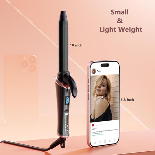 CIVEYA Travel Curling Iron 3/4 Inch - Black, Dual Voltage, Compact & Lightweight