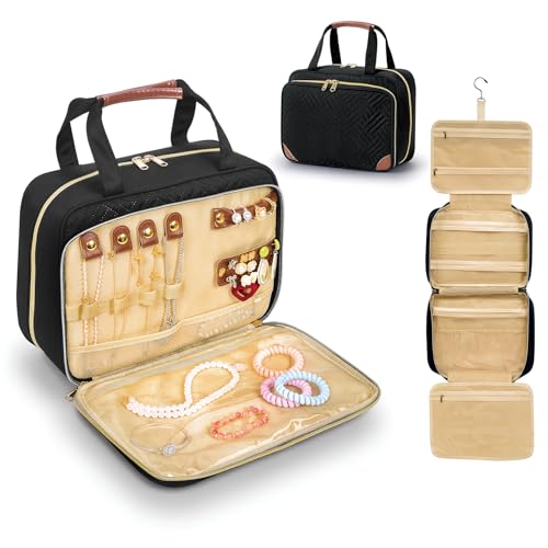 Travel Toiletry Bag for Women with Jewelry Organizer - Black02