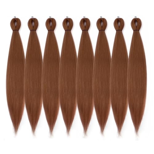 26 Inch Pre-Stretched Braiding Hair 8 Packs Brown Yaki Texture Synthetic Extensions