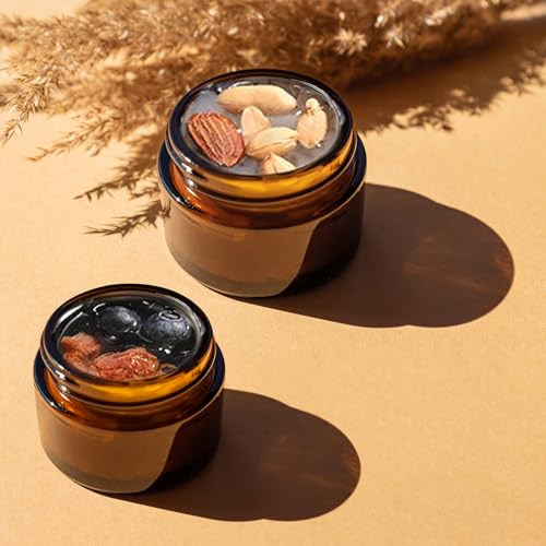 1 Oz Amber Glass Jars with Lids & Liners – 12 Pack Cosmetic Container Set
