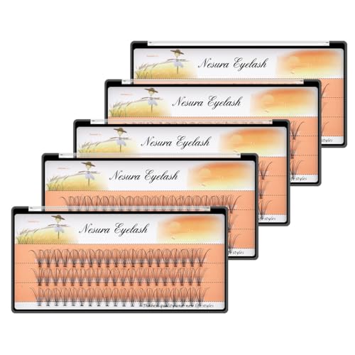 BODERMINCER 10 Root 60pcs 8-10-12-14-16mm Mixed Black Handmade False Eyelashes Natural Long Individual Eyelashes Extension Fake Lashes Makeup Beauty Cosmetic (5 PACKS-6MM)