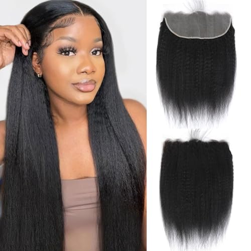 14 Inch Kinky Straight HD Lace Frontal Closure 13x6 Brazilian Virgin Human Hair