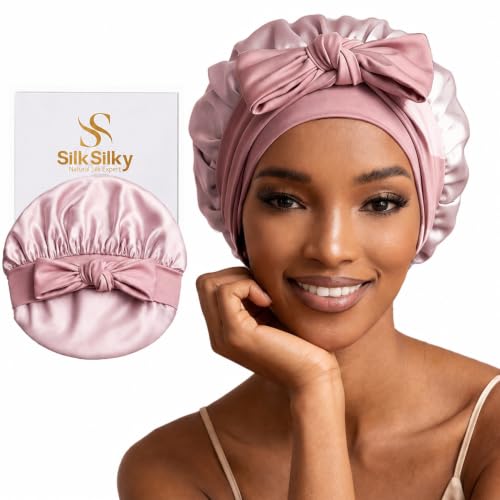 SilkSilky Pale Mauve 100% Mulberry Silk Bonnet for Sleep & Hair Care