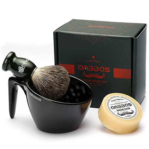 Anbbas Black Wood Badger Hair Shaving Brush, 100g Soap & POP Mug Set (A5 Melamine) – Wet Shave