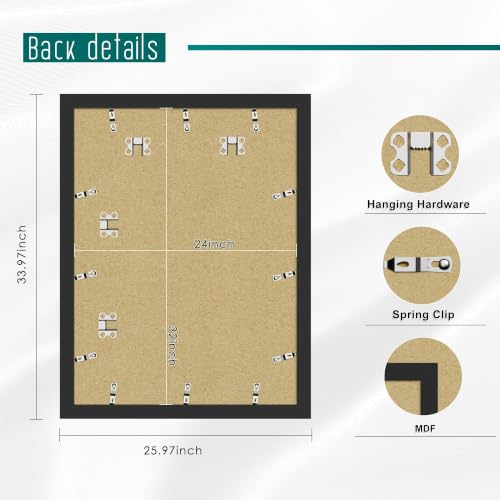 Picrit 24x32 Black Poster Frame 3 Pack - Wall Mountable Art Frames for Photos