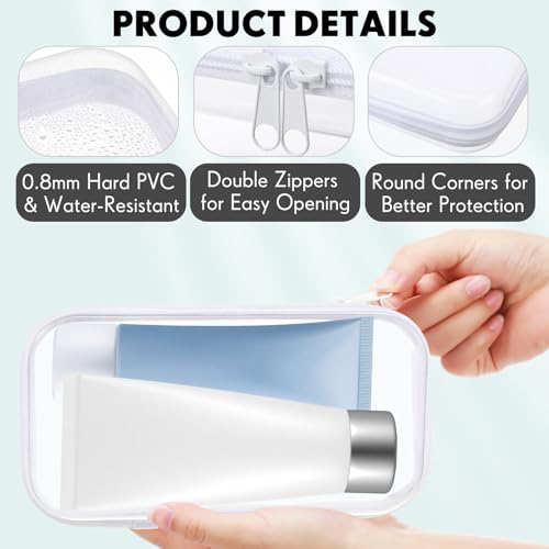 Sanwuta 10 Pack Small Clear Hard Zipper Cases with Labels, S / Set of 10