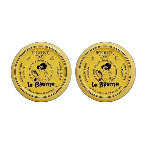 F?ret Parfumeur Le Baume Multi-Purpose Balm ? Rose Poudr? ? Deeply Hydrating Moisturizer for Dry Cracked Skin,Cuticles - Natural Lip Balm with Shea Butter & Honey ? Pack 2-50ml/1.7 Ounce