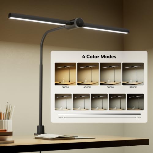 Honeywell HJ4 Desk Lamp with Clamp - Sunturalux Black LED Office Light