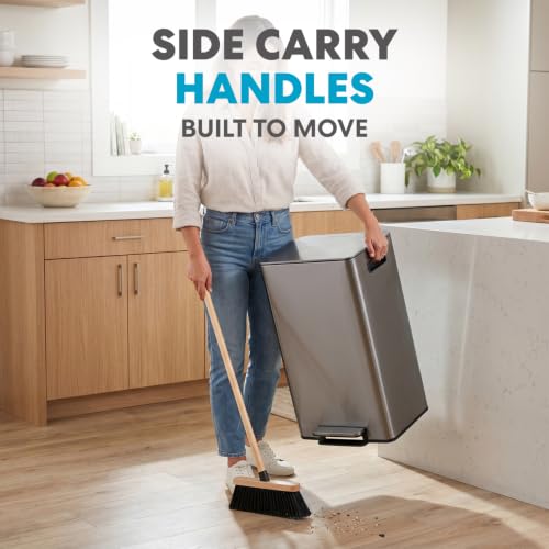Infinity Edge 13 Gallon Kitchen Trash Can - Black, Hands-Free Step Pedal & Soft-Close Lid