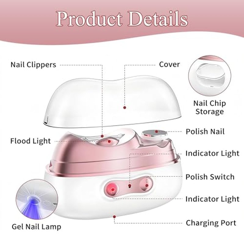 2026 New 3 in 1 Automatic Electric Nail Clipper, Automatic Nail Trimmer with Light and Nail Scraps Storage, Electric Nail Clippers for Seniors Adults Students (Gray)
