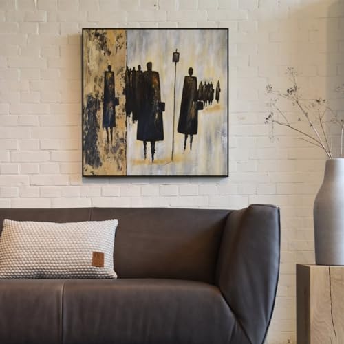 36x36 Black Float Frame for Stretched Canvas Art - 1.5 Inch Deep, Modern Metal