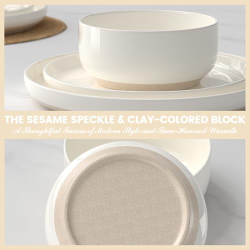 Umite Chef 8-Piece Stoneware Dinnerware Set for 4, Plates & Bowls, 24 Pieces
