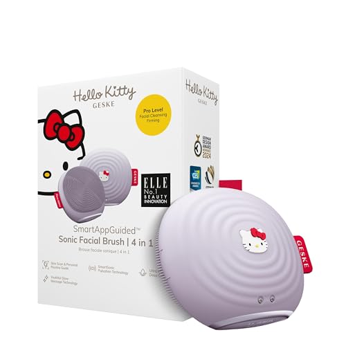 GESKE x Hello Kitty SmartAppGuided Sonic Facial Brush | 4 in 1 Electric Cleansing Brush | Daily Skincare Routine | Facial Massager