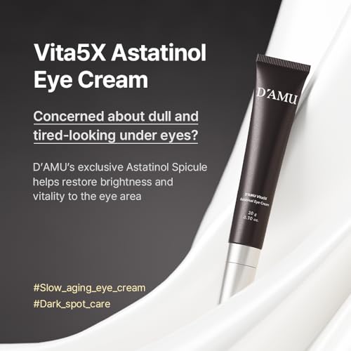 D'AMU Retinol Eye & Neck Cream ? Brightening & Firming Cream for Dark Circles, Wrinkles & Pigmentation with Vita 5X, Astaxanthin & Spicule ? Korean Skincare ? 1.6 oz