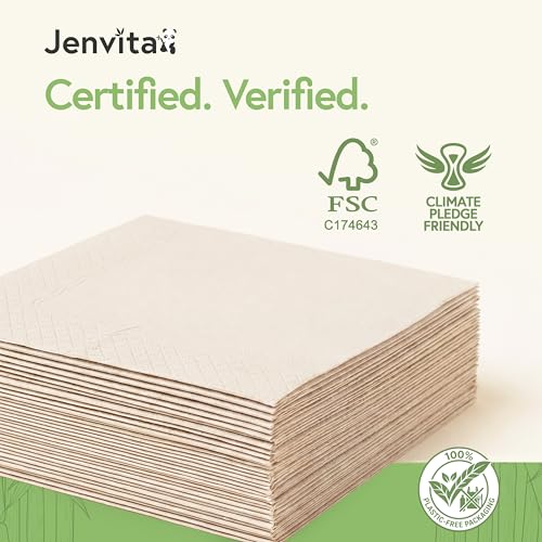 100% Bamboo 2-Ply Napkins 1000 Pack 6.5 x 6.5 Inch Brown - Eco-Friendly Dinner & Party Napkins