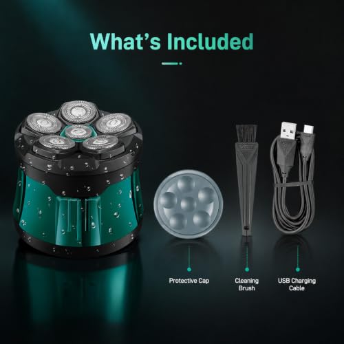 Professional 6D Rotary Head Shaver for Bald Men Waterproof Wet Dry Grooming