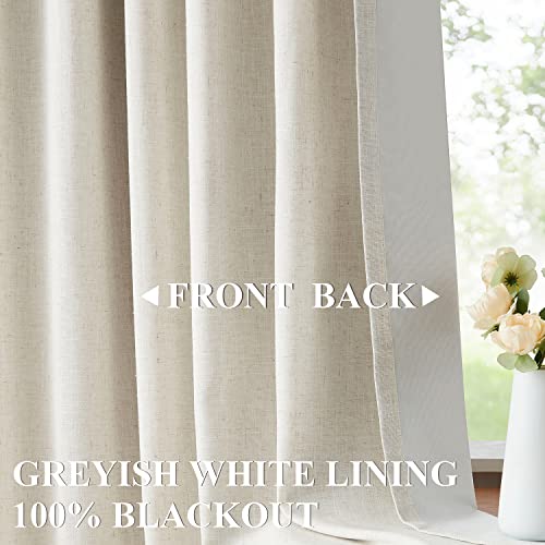 Vision Home 60x90 Inch Natural Blackout Pinch Pleated Linen Blend Room Darkening Curtains