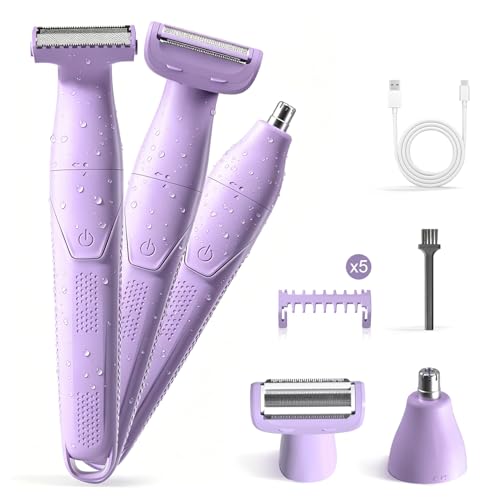 Unimiko Women's 3-in-1 Waterproof Bikini Trimmer & Shaver with Ceramic Blades