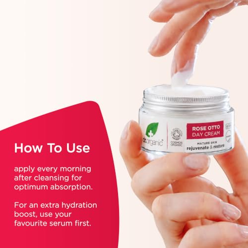 Organic Rose Otto Day Cream for Mature Skin - Hydrating & Anti-Aging, 50mL