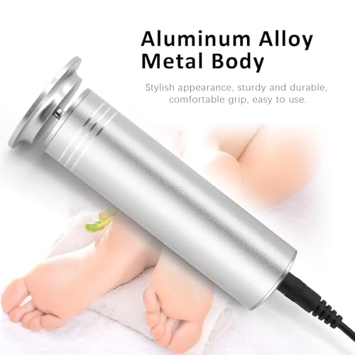Upgraded Electric Foot Callus Remover 1200rpm, Professional Electric Pedicure Tools Foot Filer Sander for Dead Skin Cracked Heels, Adjustable Speed, 60 Replaceable Sandpaper Discs, FCR-2 Silver