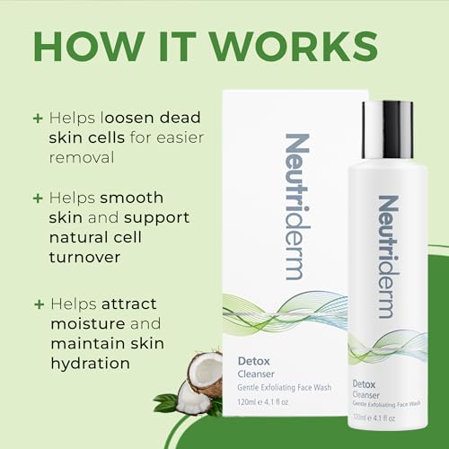 NEUTRIDERM Vitamin E Face Moisturizer + Glycolic Face Exfoliator, Hydrating Daily Moisturiser and Gentle Facial Cleanser, Scrub-Free Exfoliation for Smooth Glowing Skin, 2-Piece Set