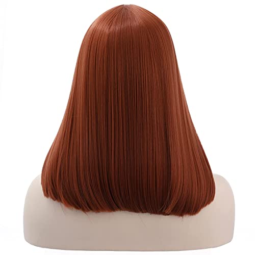 Dark Orange Synthetic Wig for Cosplay & Daily Wear - 18 Inch, Heat-Resistant, Adjustable Cap Included