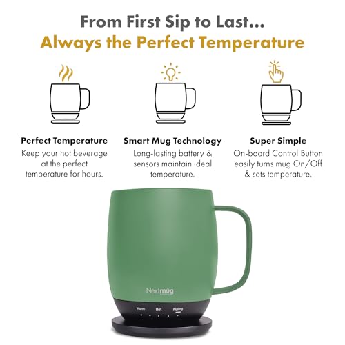 Nextmug 14 Oz Temperature-Controlled Self-Heating Coffee Mug - Sage