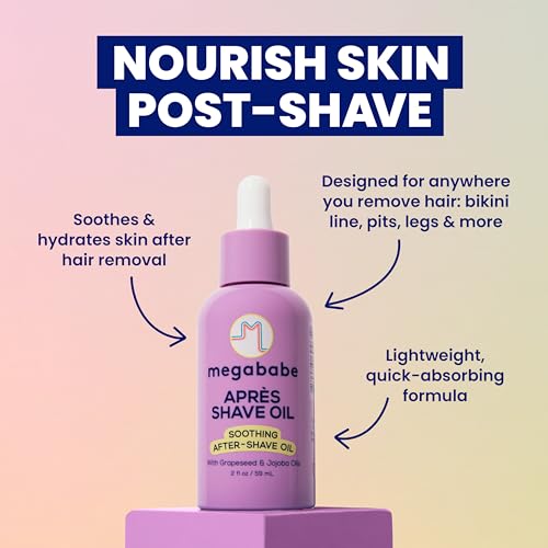 Megababe Apr?s Shave Oil | Soothing After-Shave Oil | Vacation Essential | with Grapeseed & Jojoba Oils | 2 fl oz