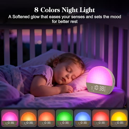 KEPLUG Sunrise Alarm Clock Sound Machine with Dual Alarm - Light Gray