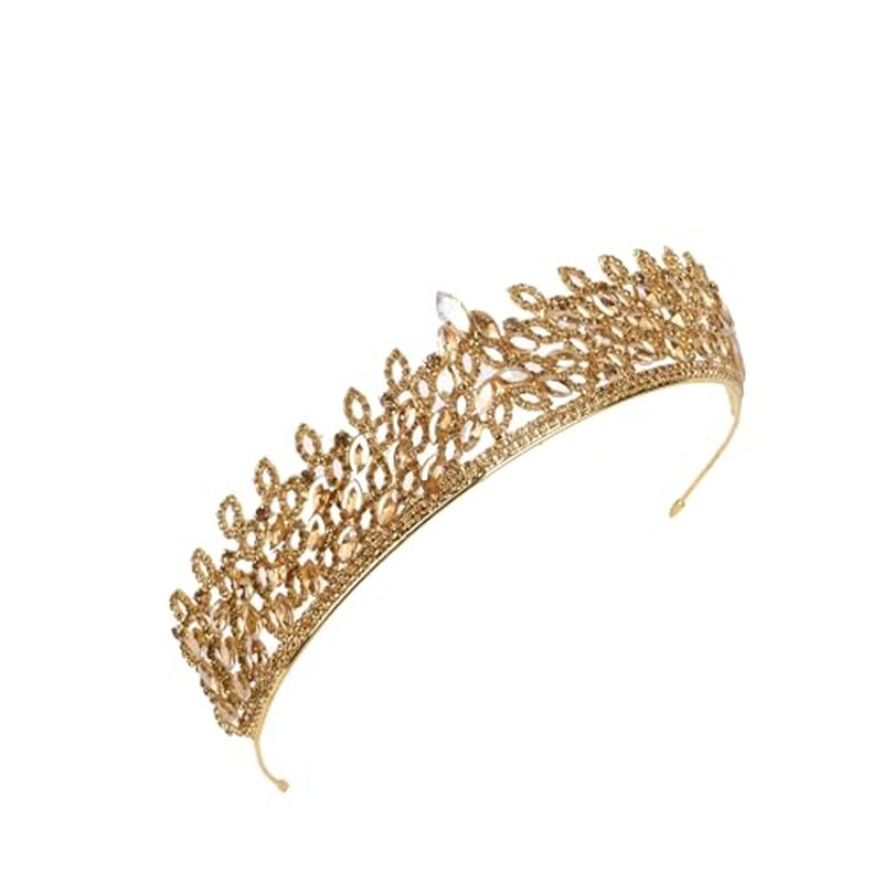 LIMELIA Women's Tiara, Crown for Henna Wedding Party | Glitter Hair Accessories for Bridal Birthday Pageant Prom Halloween Costume Christmas Party, Princess Crowns | Leaf Pattern - Honey
