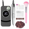 Cordless Professional Nail Drill Kit - Dark Grey 35000RPM Portable Manicure Pedicure Tool