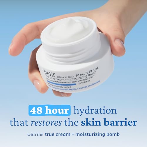 belif Peptide Eye Bomb & Moisturizing Bomb Duo ? Firming Anti-Aging Eye Cream + Intense Hydration Face Cream for Fine Lines, Wrinkles & Dry Skin ? Korean Skincare Set, 50ml