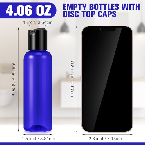 Mimorou 50 Pcs 4oz Travel Plastic Bottles with Black Flip Cap - Reusable