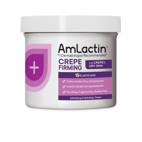 AmLactin Crepe Firming Cream - 12 oz Body Cream with 15% Lactic Acid - Exfoliator and Moisturizer for Crepey, Dry Skin? & Ultra Smoothing - 4.9 oz Body & Hand Cream with 15% Lactic Acid