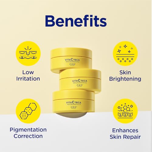 CKD Vita C TECA Triple Blemish Under Eye Gel Patches - Large Hydrogel for Dark Spots