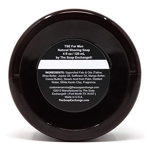 TSE for Men Texas Leather Shaving Soap with Tallow and Shea Butter. Natural Ingredients for Rich Lather and a Smooth Comfortable Shave. Artisan 4.5 oz Semi-Soft Italian Style. Made in the USA.