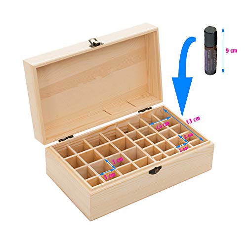 Wooden Essential Oil Organizer Case with Lock, 36 Slots Travel Storage