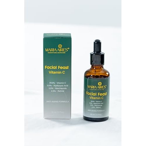 Maria Aires Facial Feast Vitamin C - Brightens & smooths with 20% Vitamin C, Retinol, Niacinamide & HA. Evens skin tone, reduces signs of aging. A feast for your face