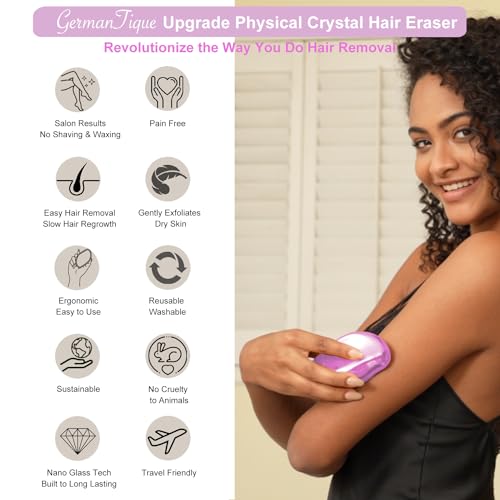 Crystal Hair Eraser,Natural Crystal Hair Remover,Reusable Painless Nano Glass Hair Removal Device Without Shaver,Gentle Crystal Epilator and Exfoliator for Soft Silky Skin(Light Pink)