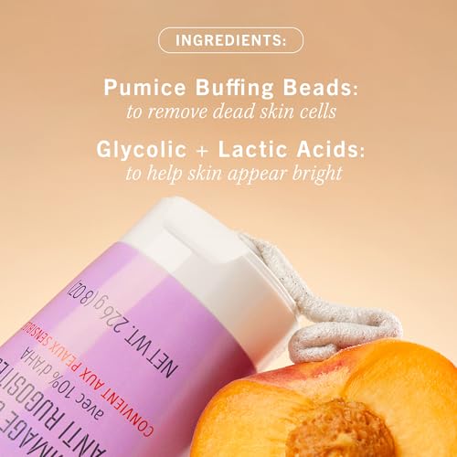 First Aid Beauty Peachy Smooth Duo: KP Bump Eraser Scrub & Smoothing + Brightening Lotion with 10% AHA, Daily Exfoliating Keratosis Pilaris Bundle to Reduce Bumps, Peach (8 oz Scrub, 6.7 oz Lotion)