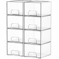 8 Pack Clear Acrylic Storage Bins with 4.4 In Tall Drawers – Stackable Vanity, Under Sink & Pantry Organizer