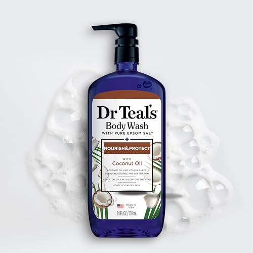 Dr Teal's Epsom Salt Body Wash with Coconut Oil & Aloe, 24oz Pack of 4