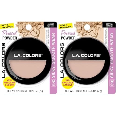 L.A. COLORS Pressed Powder (carded), Light Beige CBPP263A (Pack of 2)