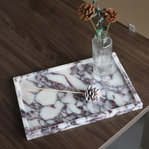 12x8 Inch Calacatta Viola Marble Vanity Tray - Elegant Home Decor