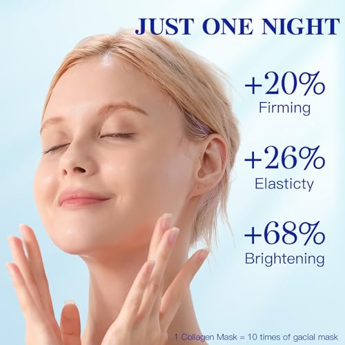 Blue Age-Defying Collagen Face Mask 4 Pack - Hydrating Skin Sheet Mask for Youthful Glow