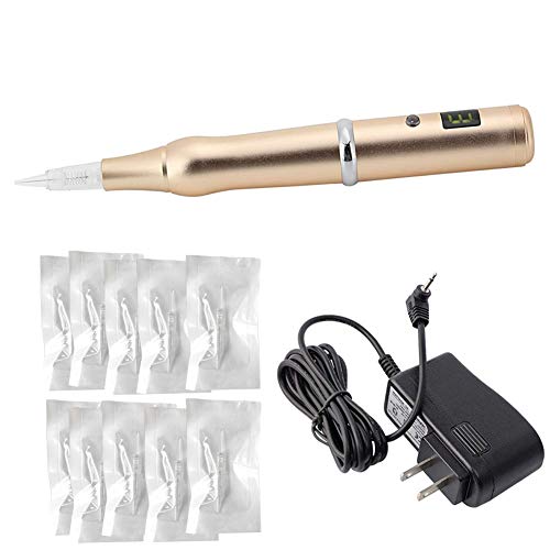 Wireless Permanent Makeup Pen Kit with 10 Needles - Golden Variation