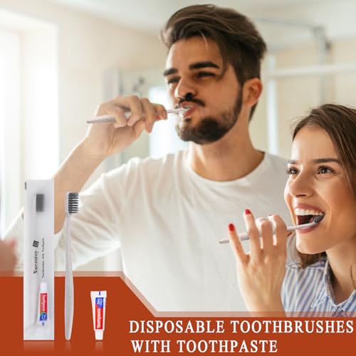 Disposable Toothbrushes with Toothpaste Set - 100 Pack Apricot Variations